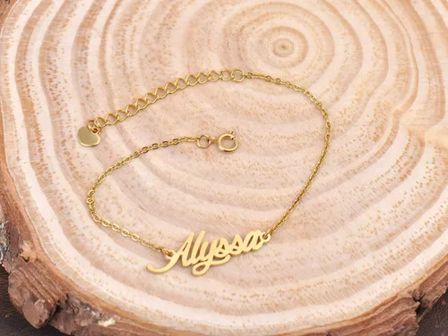 Vista 3 de HUAN XUN - Collar con nombre personalizado en plata dorada