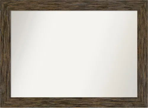 Vista 111 de Amanti Art Espejo personalizado, espejo de baño marrón Fencepost, espejo de pared o espejo de tocador de baño sobre el fregadero (27 x 27 pulgadas)
