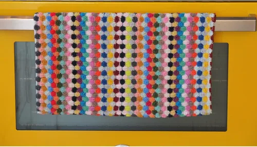 Vista 3 de Gummo Rainbow - Toallas de cocina de algodón turco de doble cara con pompones, colección de toallas de cocina, estilo bohemio (1)