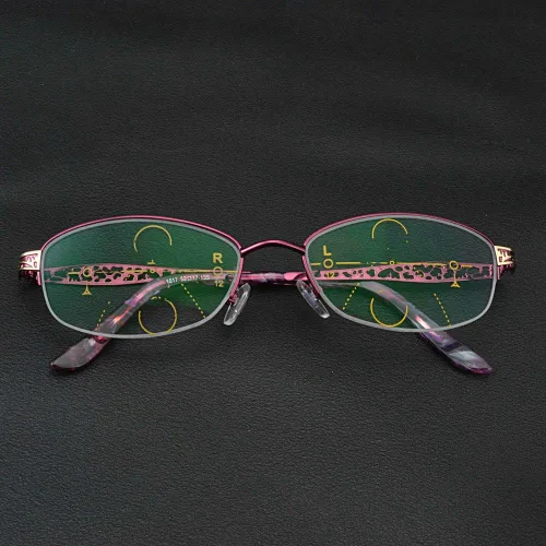 Vista 5 de Gafas de lectura progresivas con bloqueo de luz azul para mujer, visión ajustable, gafas de computadora en forma ovalada