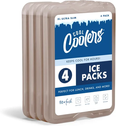 Vista 15 de Cool Coolers by Fit & Fresh 4 Pack XL Slim Ice Packs, Quick Freeze Space Saving Reusable Ice Packs for Lunch Boxes or Coolers