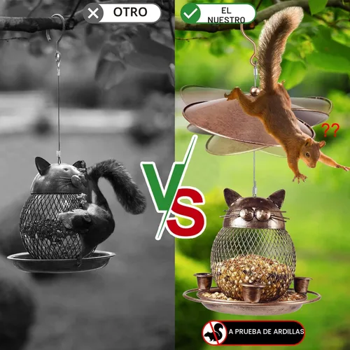 Vista 4 de LBTING Comedero para pájaros para exteriores, comedero para pájaros silvestres de metal a prueba de ardillas, decoración para colgar al aire libre