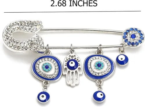 Vista 4 de FADBBW Allah musulmán turco mal de ojo Hamsa mano de Fátima broche de la suerte regalo