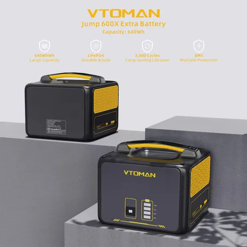 Vista 2 de VTOMAN Jump 600X Batería extra 640Wh para Jump 600X Estación de energía portátil, LiFePO4 (LFP) Batería de expansión de reserva con protección BMS