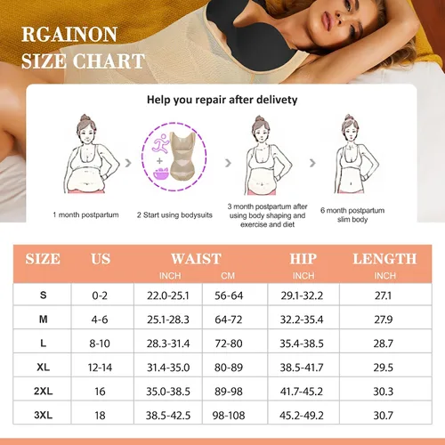 Vista 6 de RGAINON Body de entrenamiento de cintura para mujer, con control de abdomen, adelgazante, Fajas Colombianas, moldeador de cuerpo, busto abierto