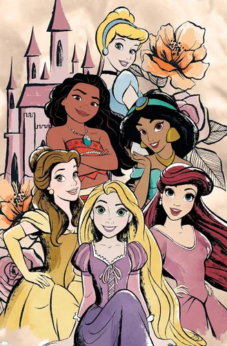 Vista 9 de Disney Ultimate Princess Celebration - Póster de pared de grupo castillo, 22.4 pulgadas de largo x 14.7 pulgadas de ancho, versión enmarcada