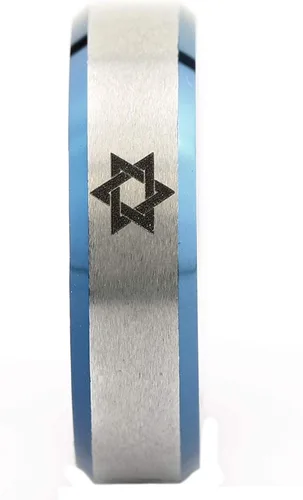 Vista 3 de Star of David 6mm Tungsten Carbide Ring Polished Edge Band Comfort Fit Best Gift