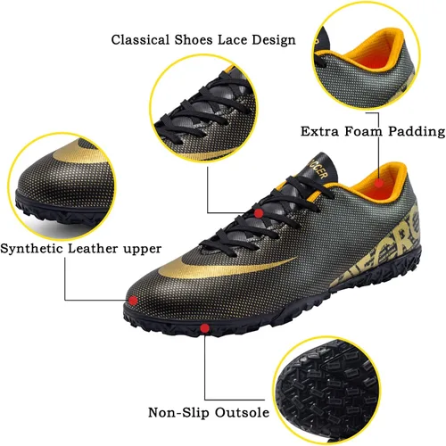 Vista 3 de Zquaus Zapatos de fútbol para hombre, zapatos de fútbol profesionales de caña baja, transpirables, para interiores y exteriores, TFAG