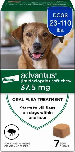 Vista 10 de Advantus Tratamiento oral antipulgas de acción rápida para perros, masticables suaves para perros de 4 - 22 lbs. 7 unidades.