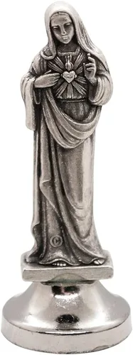 Vista 10 de VILLAGE GIFT IMPORTERS Mini estatua de santo Figuras clásicas cristianas y católicas Metal plateado Parte inferior adhesiva Decoración
