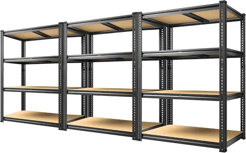 Vista 10 de REIBII Estantería de garaje de 60.1 pulgadas de alto, estantes de almacenamiento resistentes, 1800 libras, estantes de metal de 4 niveles ajustables