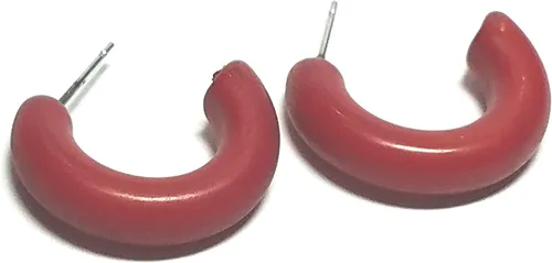 Vista 8 de Pendientes de aro Lucite Marrón Caramelo Pequeños aros de Secretaria Lucite Vintage - SEC-BR-1
