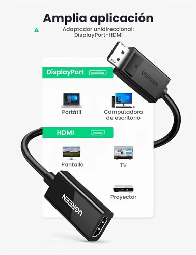 Vista 3 de UGREEN Adaptador DisplayPort a HDMI, convertidor macho a hembra