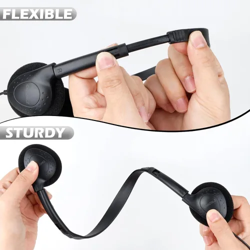 Vista 3 de 50 Pack Bulk Classroom Headphones for Students Kids School Wholesale On-Ear Headphones Class Set with 3.5mm Jack for Chromebook Laptop PC Computer