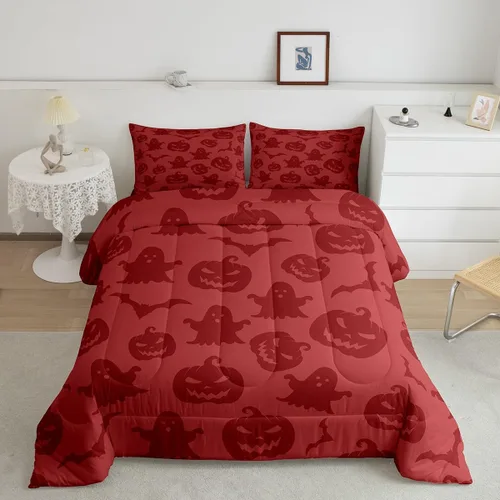 Vista 18 de Castle Fairy Spider Web Comforter Set,Happy Halloween Theme Hippie Bedding Sets for Kids Teens Adults,Black Spider Wild Animal Silhouette Comforter