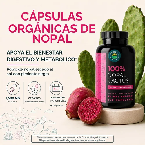 Vista 2 de Cápsulas de cactus Nopal de 1500 mg- Gorras de cactus de tuna ricas