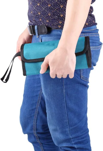 Vista 6 de Bolsa de herramientas Rollo plegable Herramientas de mantenimiento Soporte de almacenamiento Bolsa de rollo Profesional Electricista Técnico