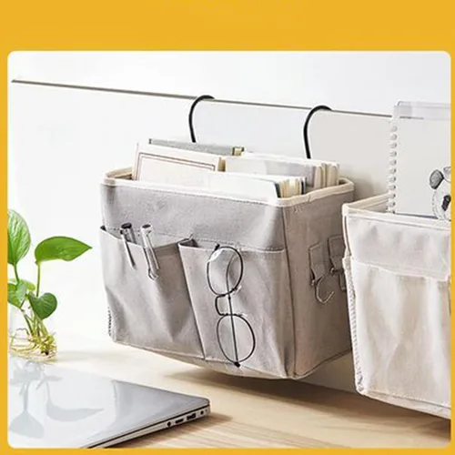 Vista 5 de Cosiki Bolsa de almacenamiento para colgar junto a la cama, mesita de noche, organizador de escritorio colgante para cabeceros, literas