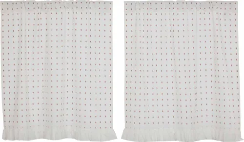 Vista 2 de Piper Classics Abigail - Cortinas para café, 24 pulgadas de largo, color blanco roto con puntos rojos