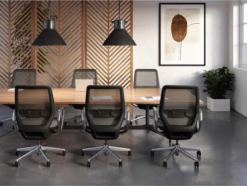 Vista 2 de WorkPro® Sentrix Silla de oficina ergonómica de malla/malla con respaldo medio, brazos fijos, negro, compatible con BIFMA