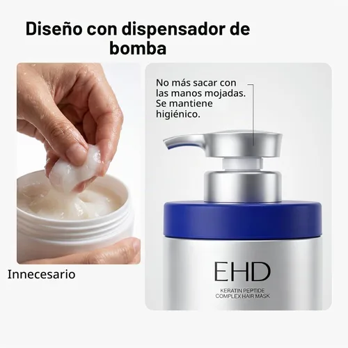 Vista 2 de EHD Keratin Peptide Repair Hair Mask with Pump Dispenser, 10 Fl Oz