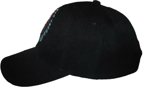 Vista 6 de Gorra de béisbol con diseño de atrapasueños indio americano color negro bordado