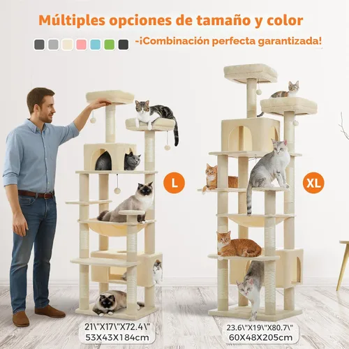 Vista 7 de PAWZ Road Árbol grande para gatos, torre para gatos de 72 pulgadas para gatos grandes, condominio para gatos con postes rascadores y almohadillas