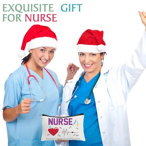 Vista 5 de Irenare 30 piezas de regalos de enfermera para mujeres, kit de supervivencia de enfermera, bolsas de maquillaje de lona, apreciación cosmética