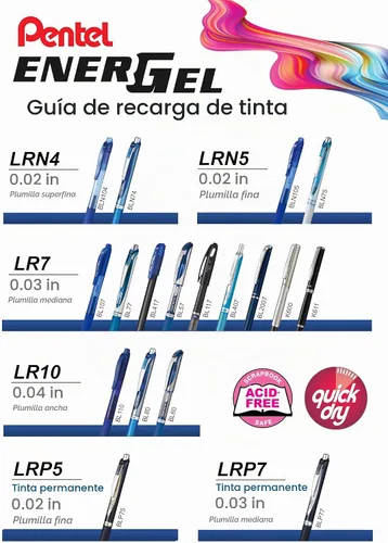 Vista 3 de Pentel - Tinta de repuesto para bolígrafo de gel líquido EnerGel Negro