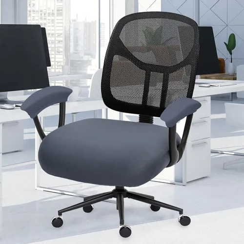 Vista 80 de Fundas elásticas resistentes al agua para sillas de computadora - Protectores lavables para respaldo giratorio y asiento para mascotas - Negro