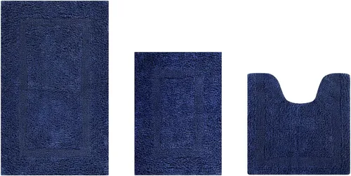 Vista 158 de Better Trends - Juego de 2 alfombras de baño 100% algodón, extra suaves, con borlas, de 17" x 24", alfombra de baño superabsorbente y reversible