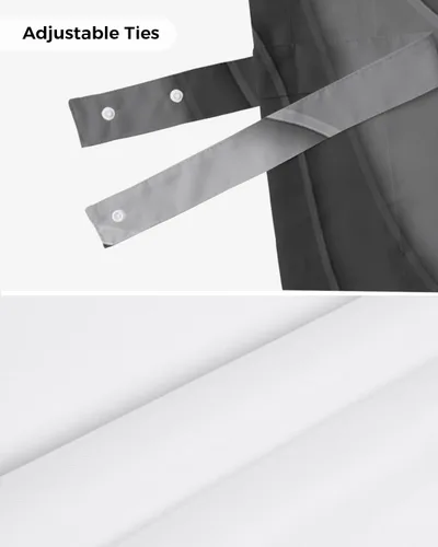 Vista 7 de Cenefa de amarre para ventanas, cenefa geométrica moderna gris con bolsillo para barra, tratamiento de ventana, cortinas cortas abstractas grises