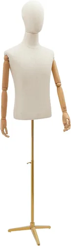 Vista 10 de Maniquí de medio cuerpo masculino con brazo, cuerpo de maniquí de forma de vestido, cuerpo de maniquí de 53 a 76 pulgadas, altura ajustable, maniquí