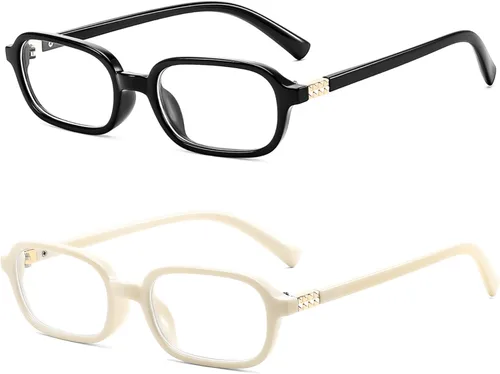 Vista 9 de FEISEDY Gafas de luz azul de moda rectangulares para mujer, marcos pequeños retro vintage, gafas de moda de los 90 cuadradas B0255