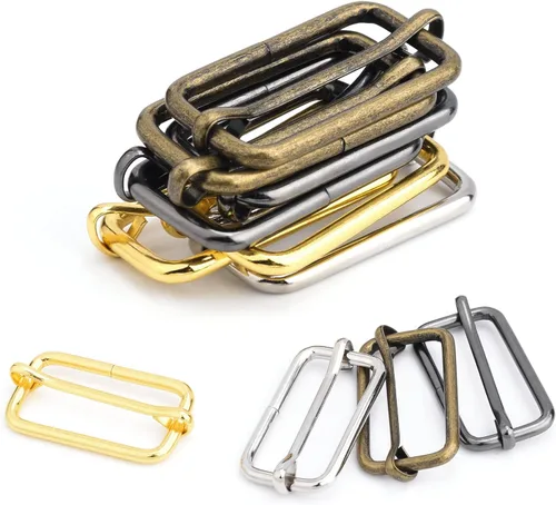 Vista 30 de CooBigo Paquete de 25 hebillas deslizantes ajustables de metal de 1 pulgada, ajustador rectangular Tri-Glide, deslizador de correa de tirantes