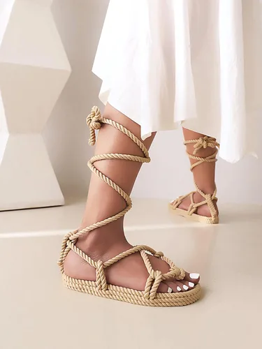Vista 6 de Huntarry Alpargatas con cordones para mujer, estilo casual, cómodo, para caminar, zapatos planos suaves