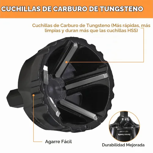Vista 2 de Punta de taladro para achaflanado de carburo de tungsteno 1/2" a 1-3/8" Uniburr, herramienta de reparación de rosca de perno para eliminar rebabas