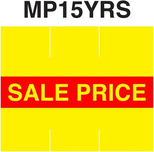 Vista 2 de Rojo Reverse sobre amarillo de impresión "Precio de Venta Precio Etiquetas para adaptarse a monarch 1115 pricers. 10 rollos con 1 Rodillo de tinta