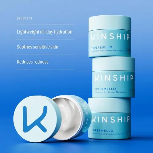 Vista 3 de Kinship Supermello - Crema hidratante de gel hialurónico, loción facial de ácido hialurónico, ligera e hidratante, regordeta, suave y calma, nutre
