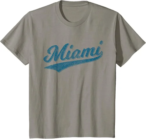 Vista 18 de Camiseta de estilo vintage de Miami Florida VARSITY SCRIPT Sports, gris, S