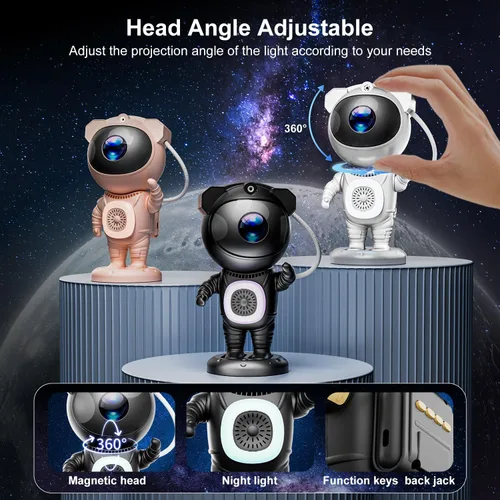 Vista 5 de Proyector de galaxia, proyector de estrellas para dormitorio, luces nocturnas para habitación de niños, ruido blanco, altavoz Bluetooth, proyector