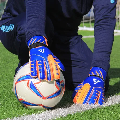 Vista 6 de Guantes de portero para jóvenes y adultos Guantes de fútbol de látex antideslizantes con prevención de hiperextensión de dedo y soporte de muñeca