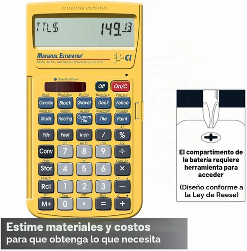 Vista 2 de Calculated Industries 4019 Calculadora de Estimación de Materiales Encuentra Costos de Materiales de Construcción para Proyectos de bricolaje