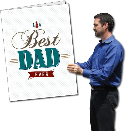 Vista 2 de VictoryStore Tarjetas de felicitación jumbo: tarjeta gigante del día del padre con sobre, diseño del mejor papá de la historia, 2 pies x 3 pies