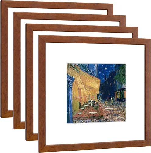 Vista 31 de Juego de 4 portarretratos de 4 x 6 pulgadas, hechos de madera maciza con cristal real, para fotos de 4 x 6 pulgadas sin paspartú, montaje en pared
