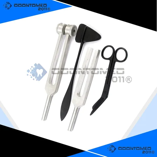 Vista 2 de Tactical Black - Juego de 4 piezas Reflex Taylor Hammer Mallet Tuning Fork c 128 512 Hz Tijeras de vendaje 5.5" Martillos de reflejo médico
