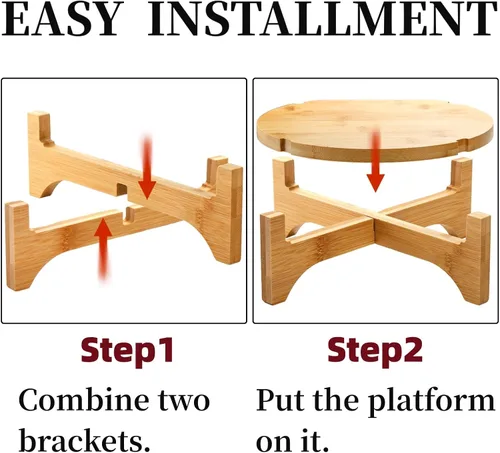 Vista 3 de Pumtus Paquete de 2 soportes pequeños para plantas, soporte de madera para macetas de interior, soporte desmontable de bambú para macetas