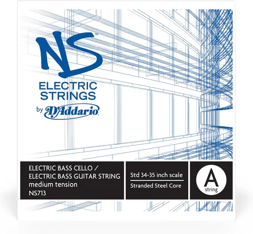 Vista 2 de D'Addario NS Electric Bass/Violonchelo Single A String, escala 4/4, tensión media
