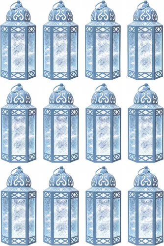 Vista 29 de VELA LANTERNS Juego de 2 portavelas decorativos de LED con luces de hadas de 12" de metal marroquí para colgar o mesa, decoración del hogar