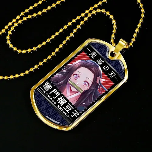 Vista 2 de HUTAKA68 Nezuko Kamado - Collar de Demon Slayer Kimetsu no Yaiba, llavero con dije de etiqueta para perro, colgantes de Kamado y llavero japonés